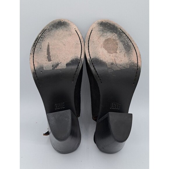 Frye Courtney Black Suede Peep Toe Heeled Booties Women's Size 9B - Picture 10 of 12